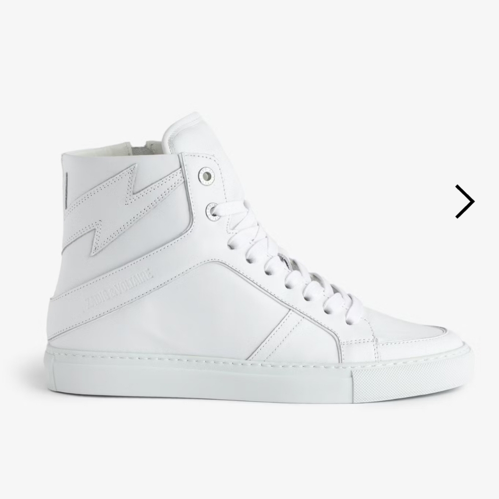 Zadig & Voltaire White ZV1747 High Flash Leather High Top Sneakers Size 39/US 8